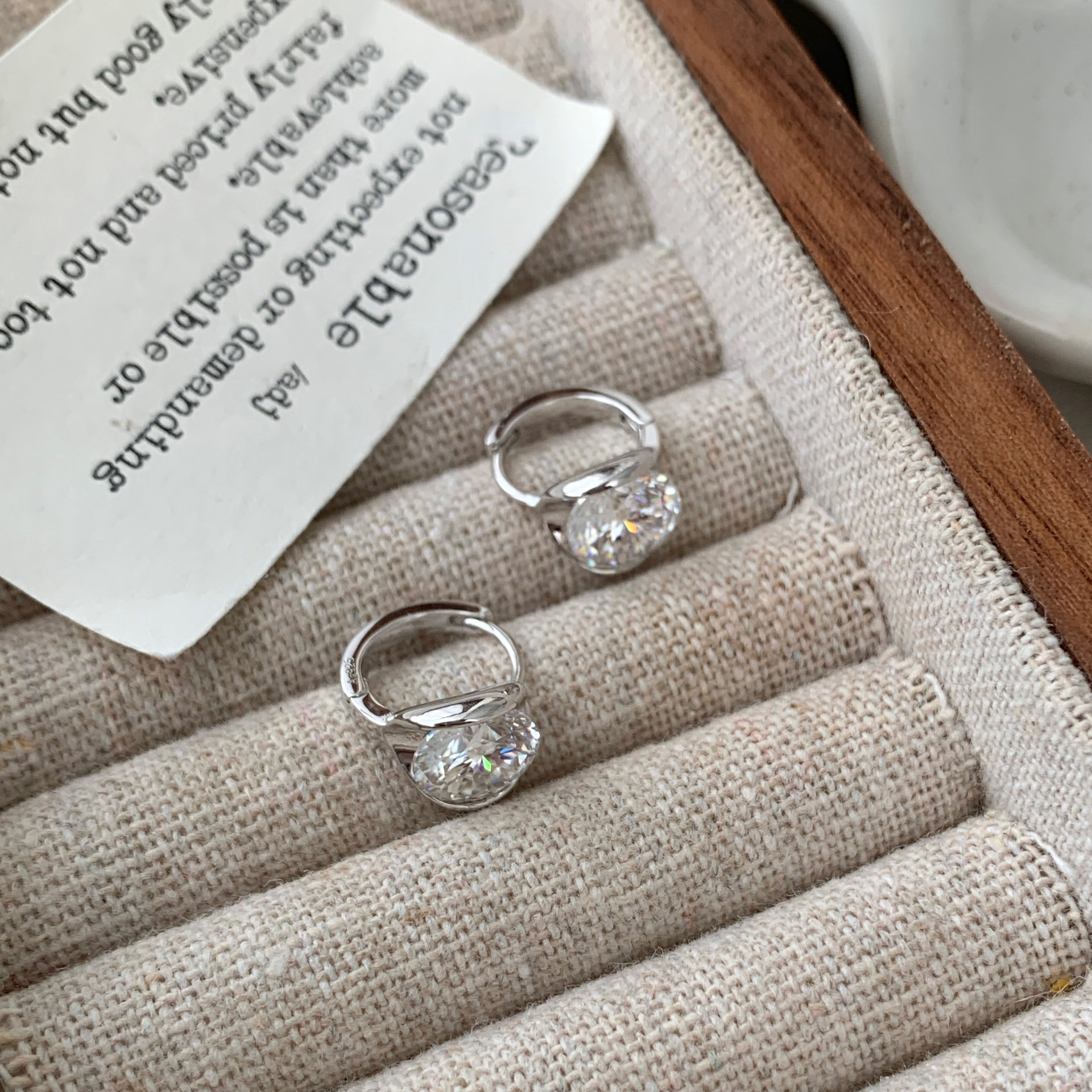 Half Bezel Round Moissanite Hoop Earrings