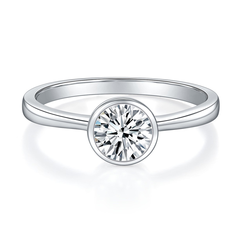 Bezel Setting Moissanite Engagement Ring 1.0 ct