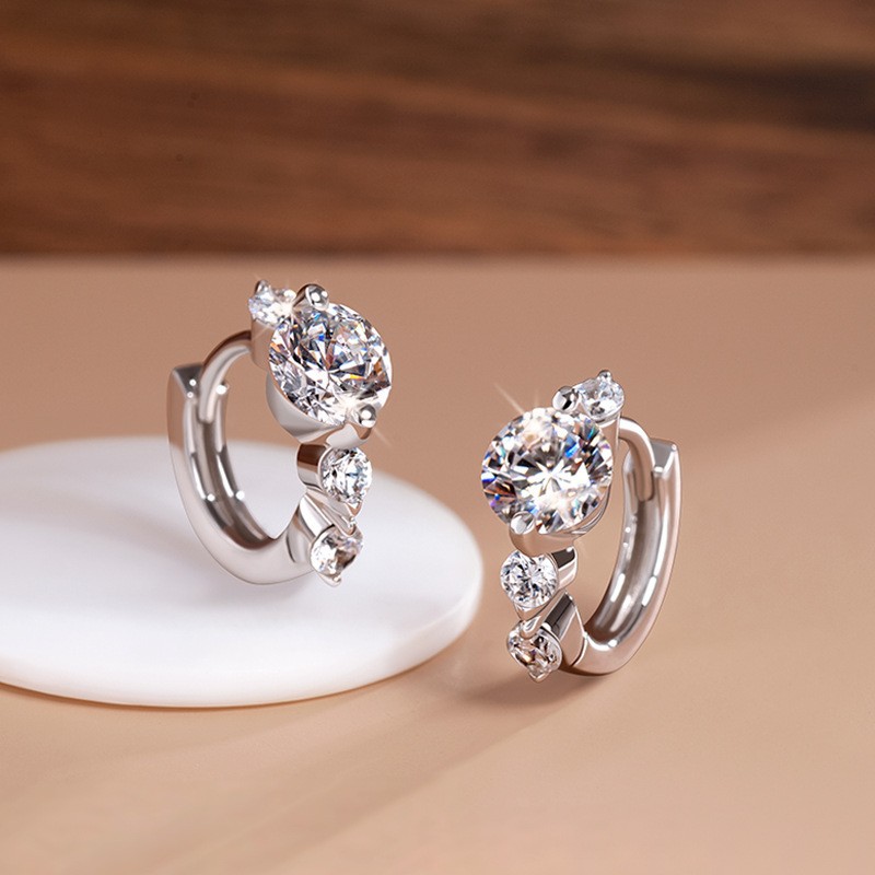 Clara Four-Stone Moissanite Hoop Earrings