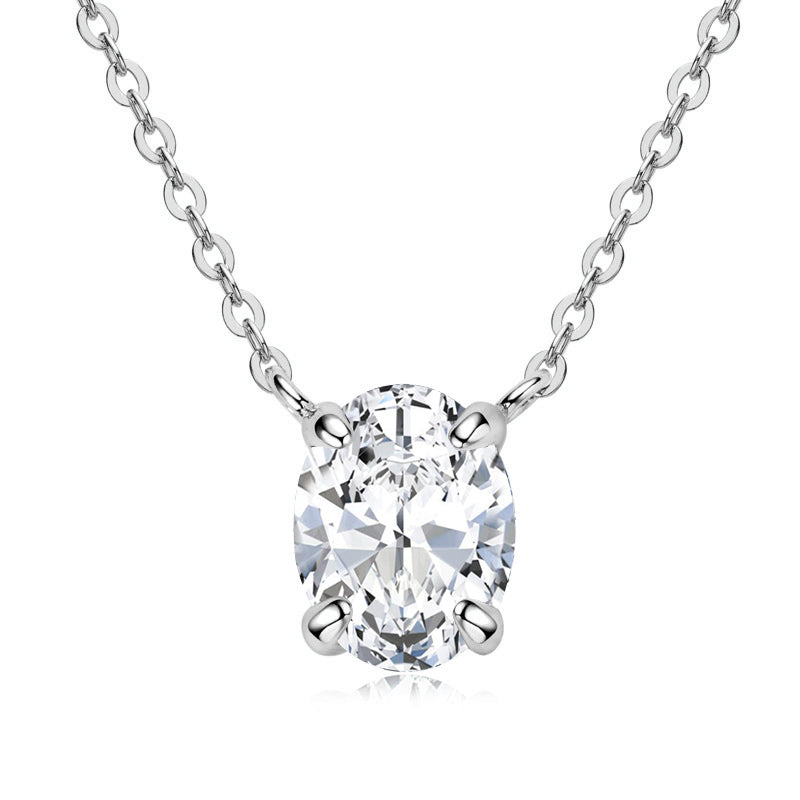 Classic Oval Shaped Moissanite Necklace-VOOGME