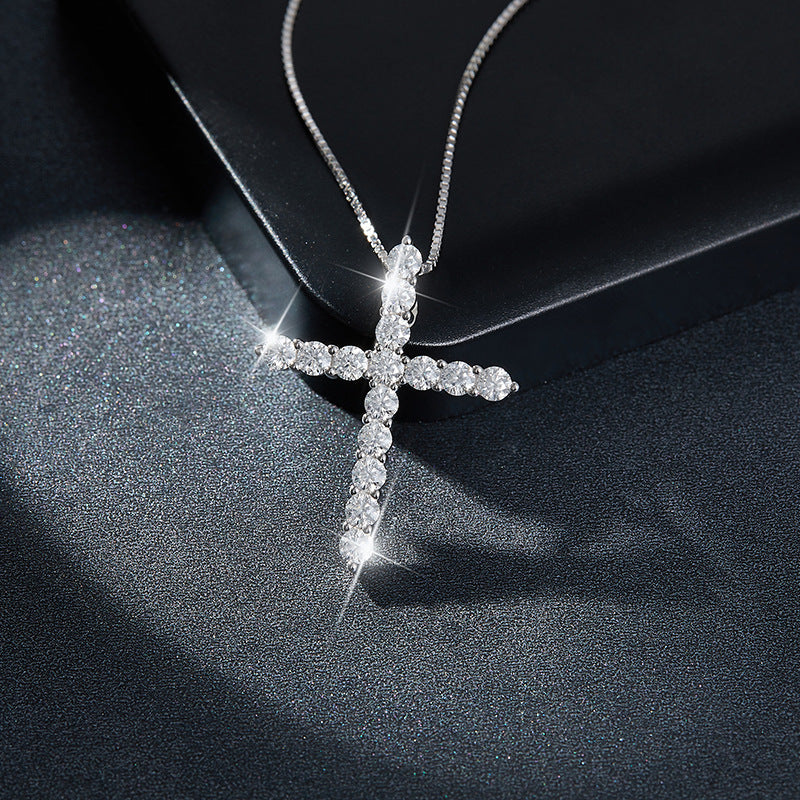 Cross Moissanite Pendant (Box Chain)-VOOGME