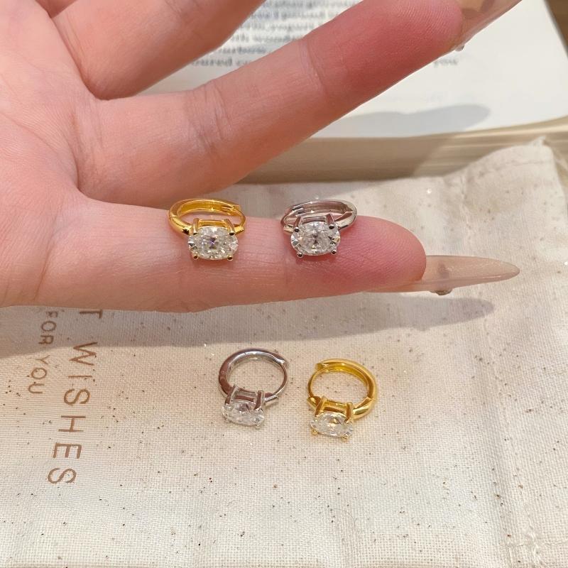 Four-Prong Oval Moissanite Hoop Earrings