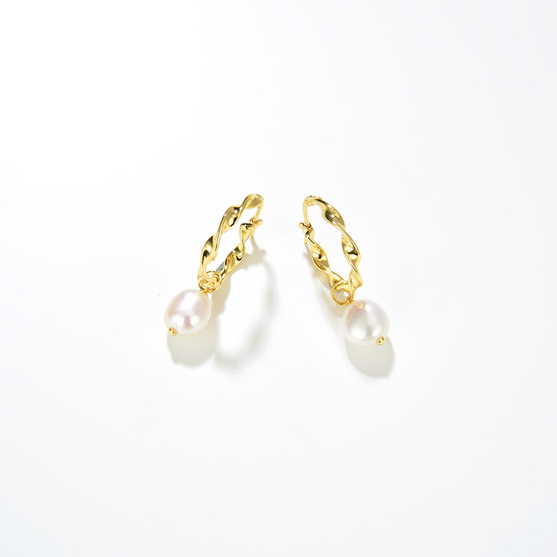Anica Braided Baroque Pearl Drop Earrings