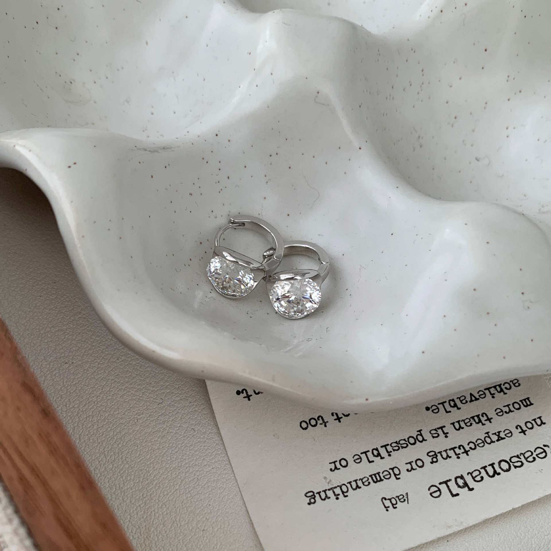 Half Bezel Round Moissanite Hoop Earrings