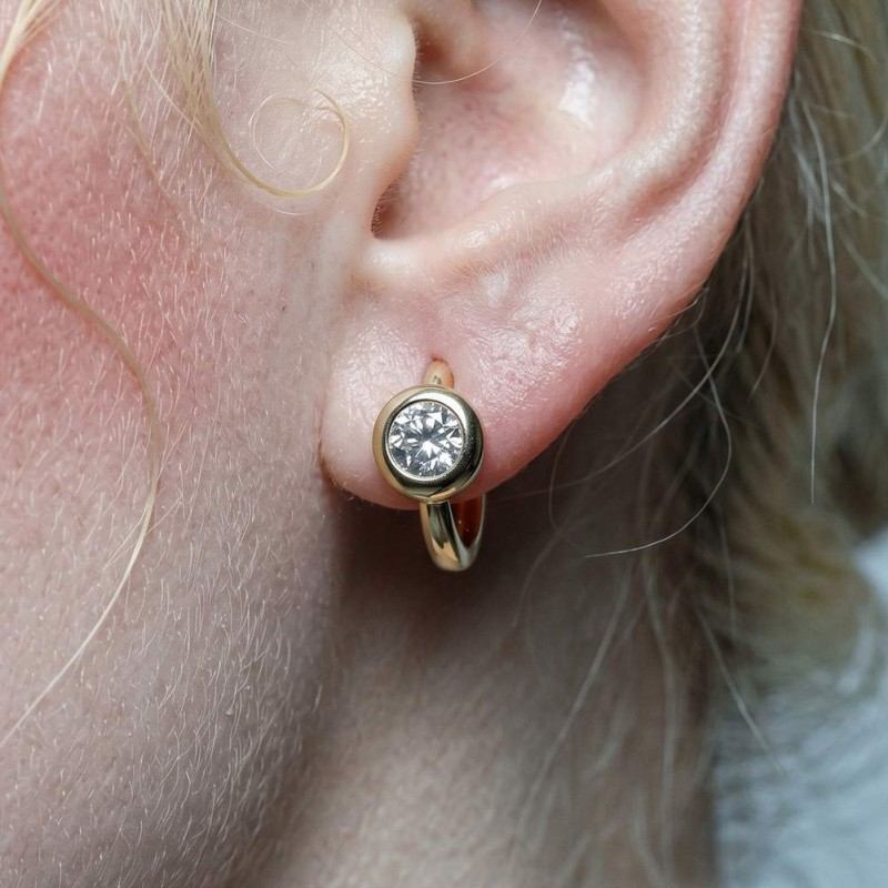 Bezel Bubble Moissanite Hoop Earrings