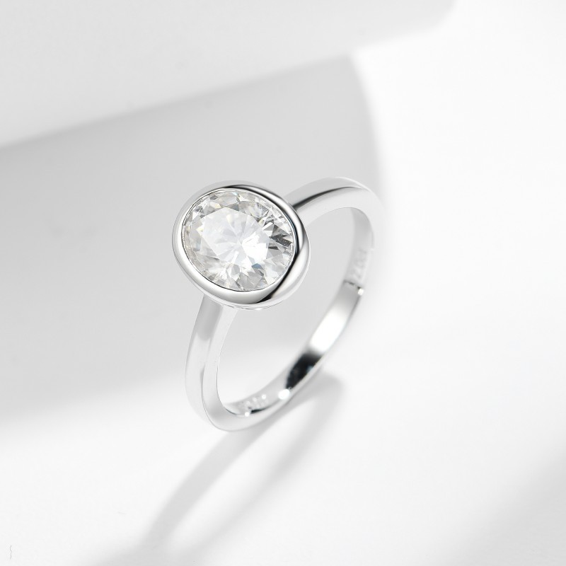 Bezel Oval Moissanite Ring