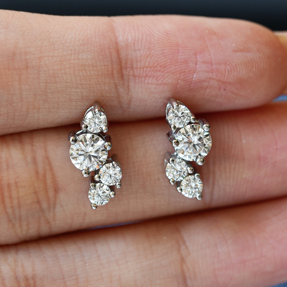 Wisteria Cluster Moissanite Stud Earrings