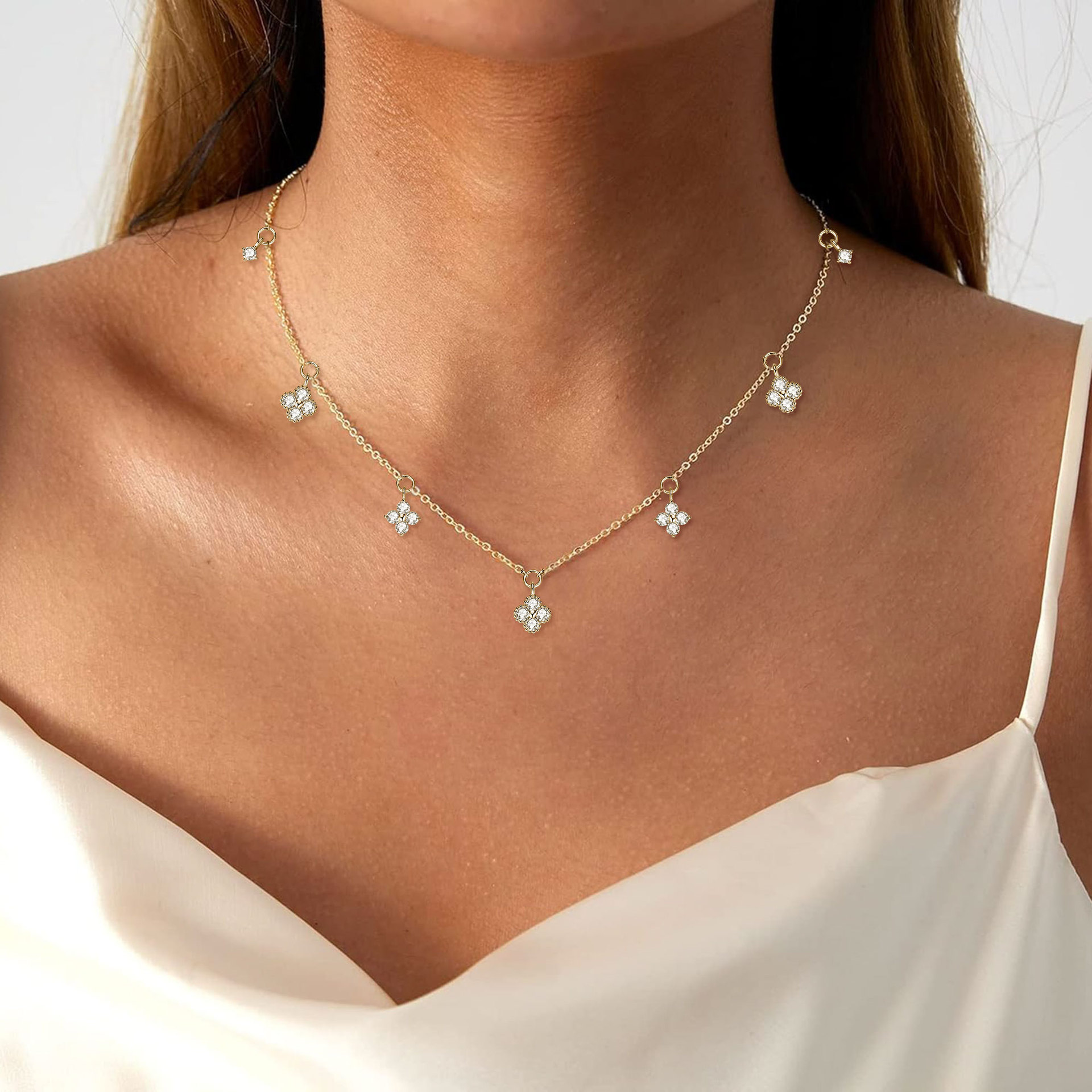 Creed Clover Moissanite Necklace