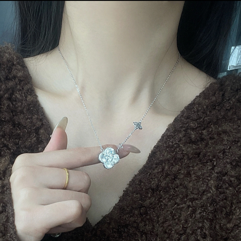 Double Lucky Clover Moissanite Necklace