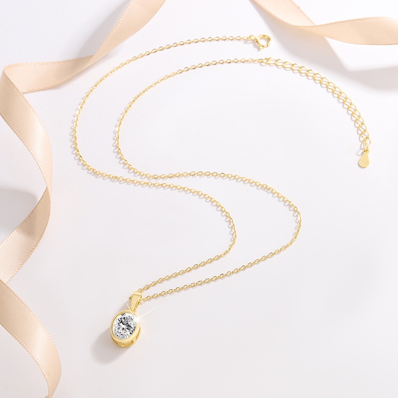 Bezel Oval Moissanite Necklace