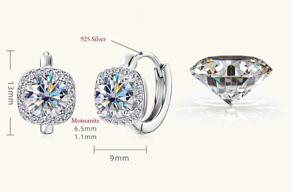 Nadine Square Wrap Moissanite Hoop Earrings