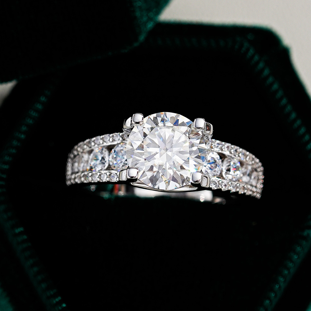 Channel Side-Stone Moissanite Ring