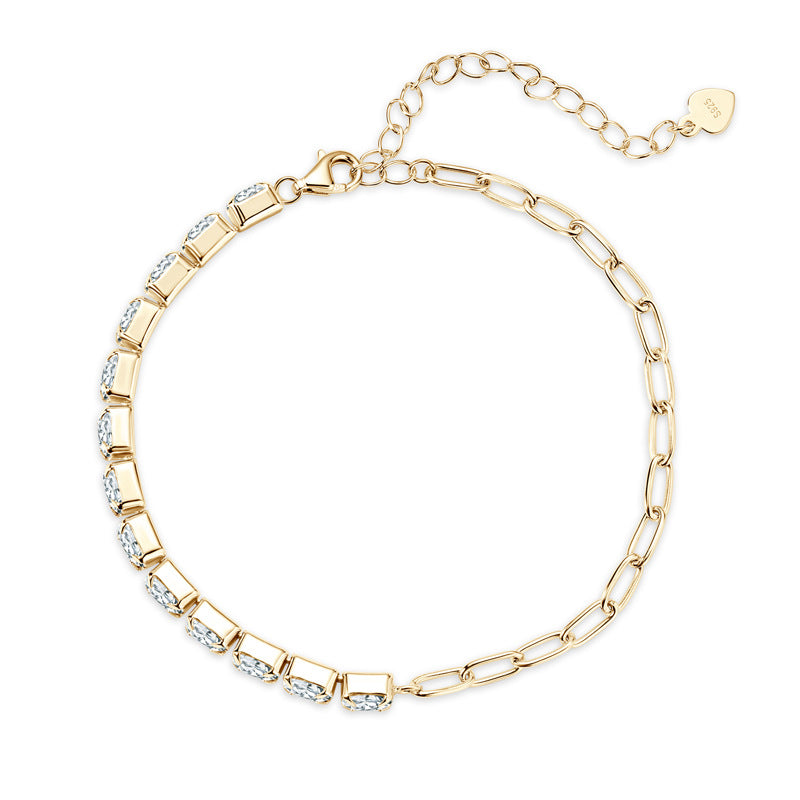 Half Paperclip and Tennis Moissanite Bracelet-VOOGME