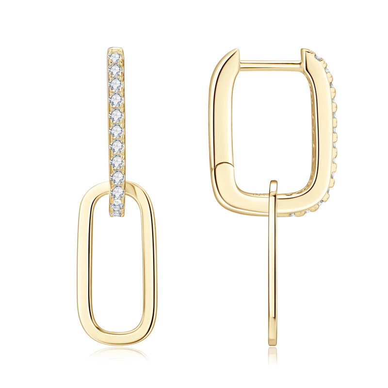 Paperclip Moissanite Drop Earrings-VOOGME