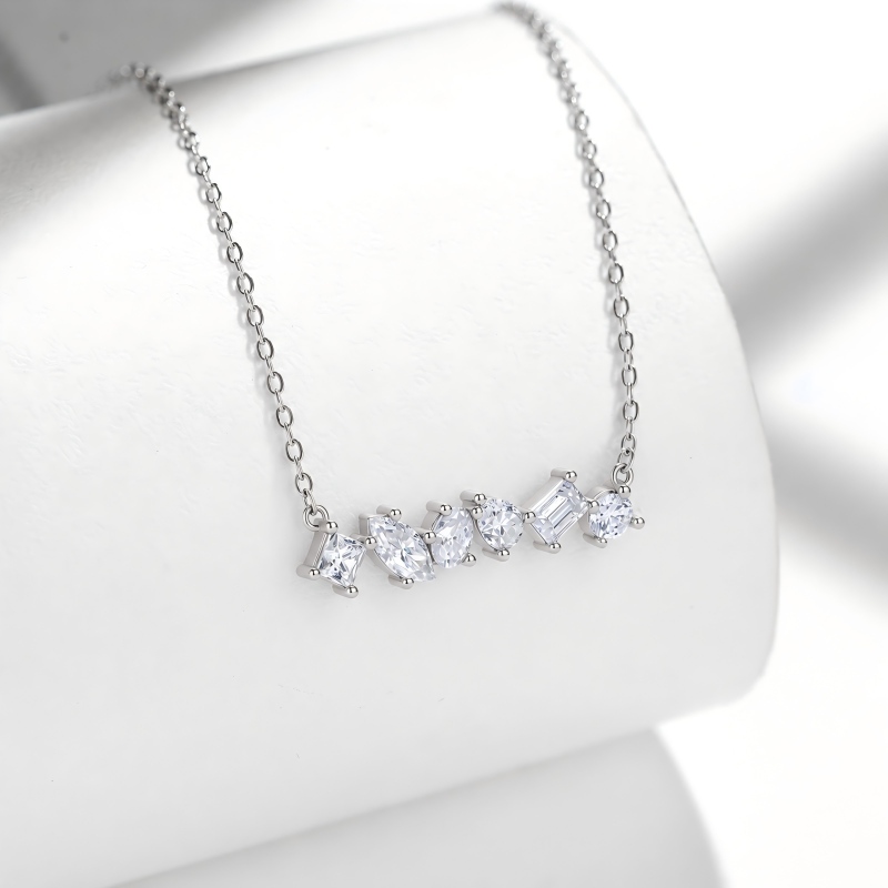 Six-Shape Fancy Moissanite Necklace