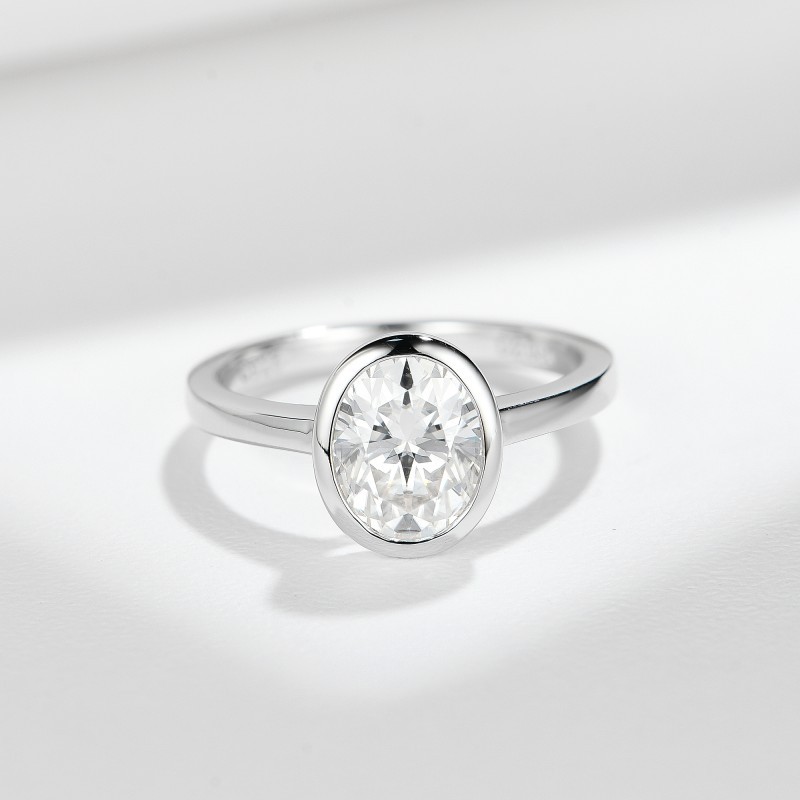 Bezel Oval Moissanite Ring