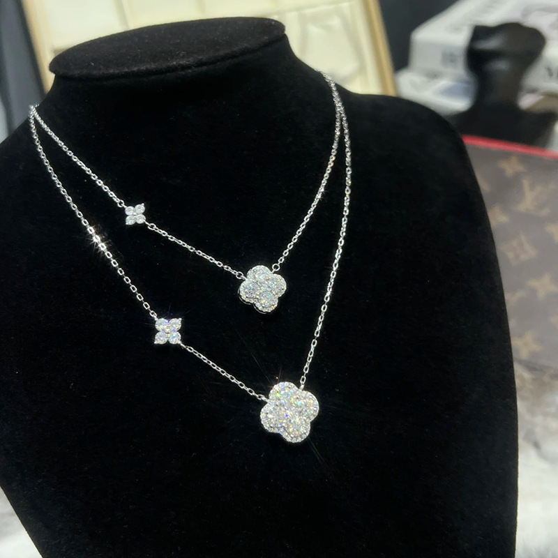 Double Lucky Clover Moissanite Necklace