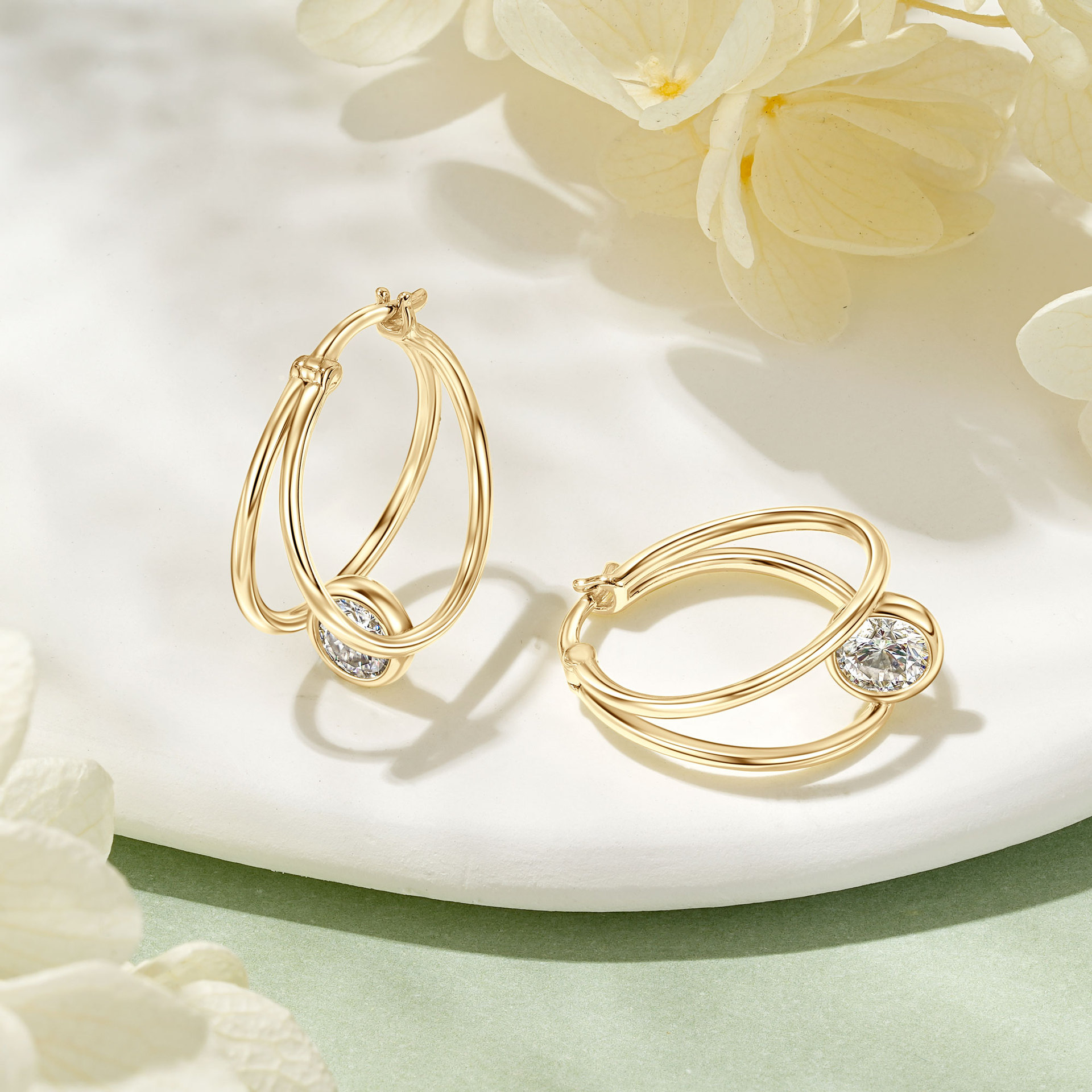 Double Layered Moissanite Hoop Earrings