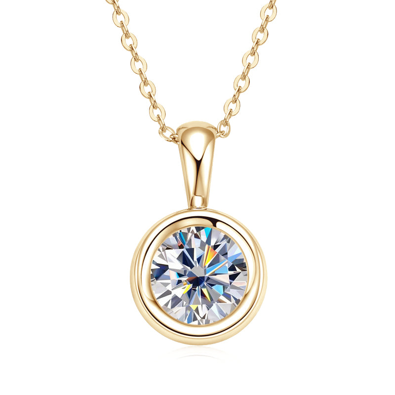 Bubble Bezel Setting Moissanite Necklace-VOOGME