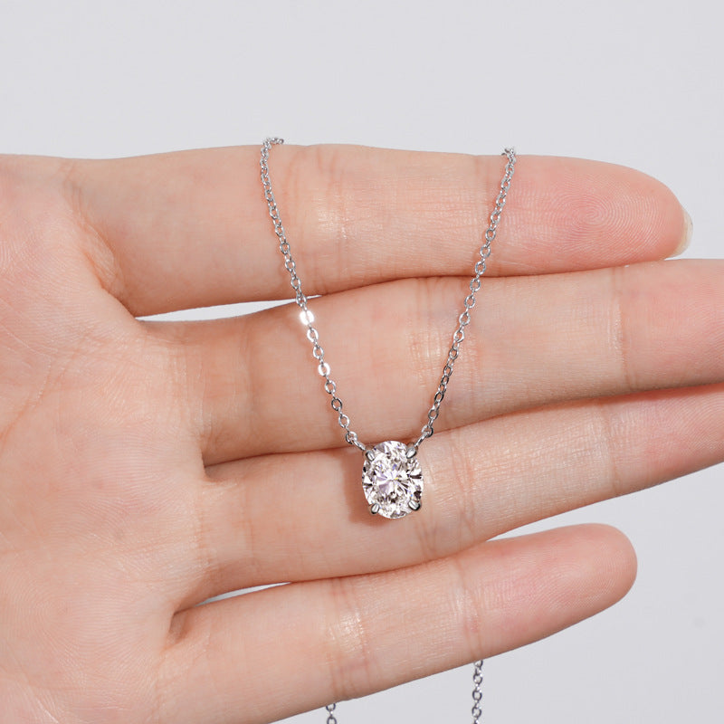 Classic Oval Shaped Moissanite Necklace-VOOGME