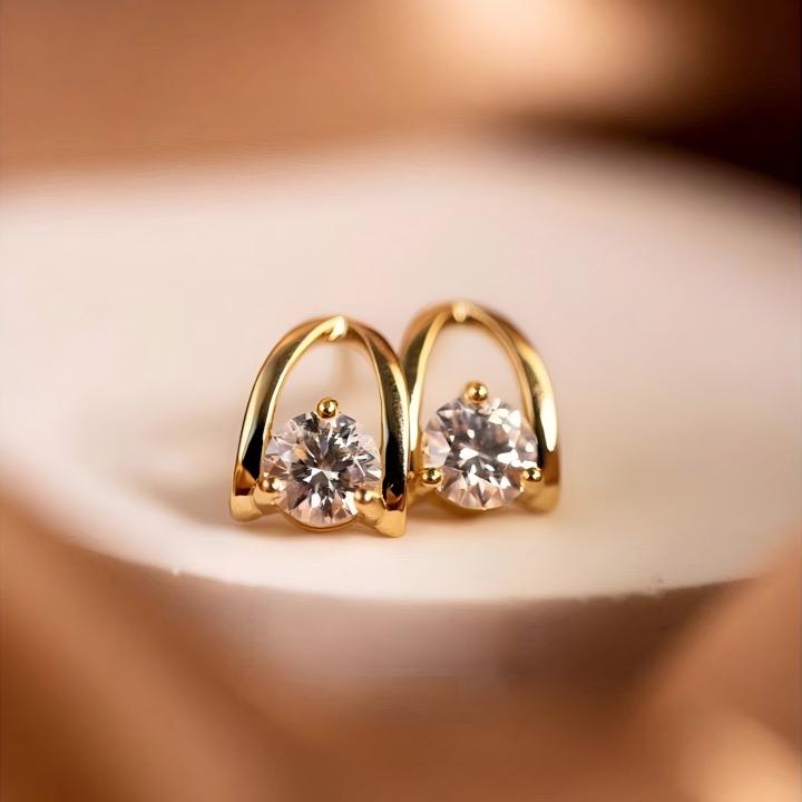 Horseshoe Moissanite Stud Earrings