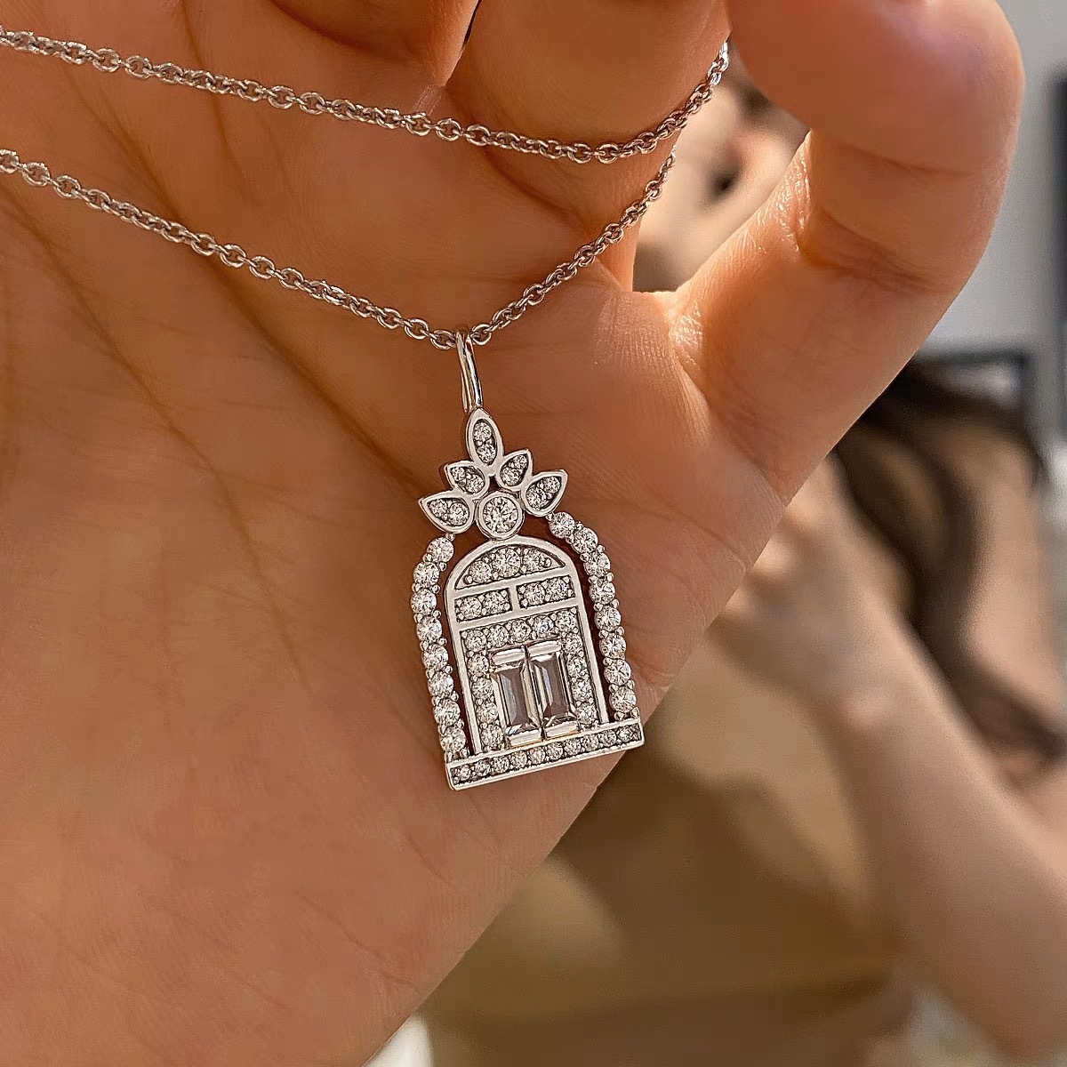 Heart Window Moissanite Necklace