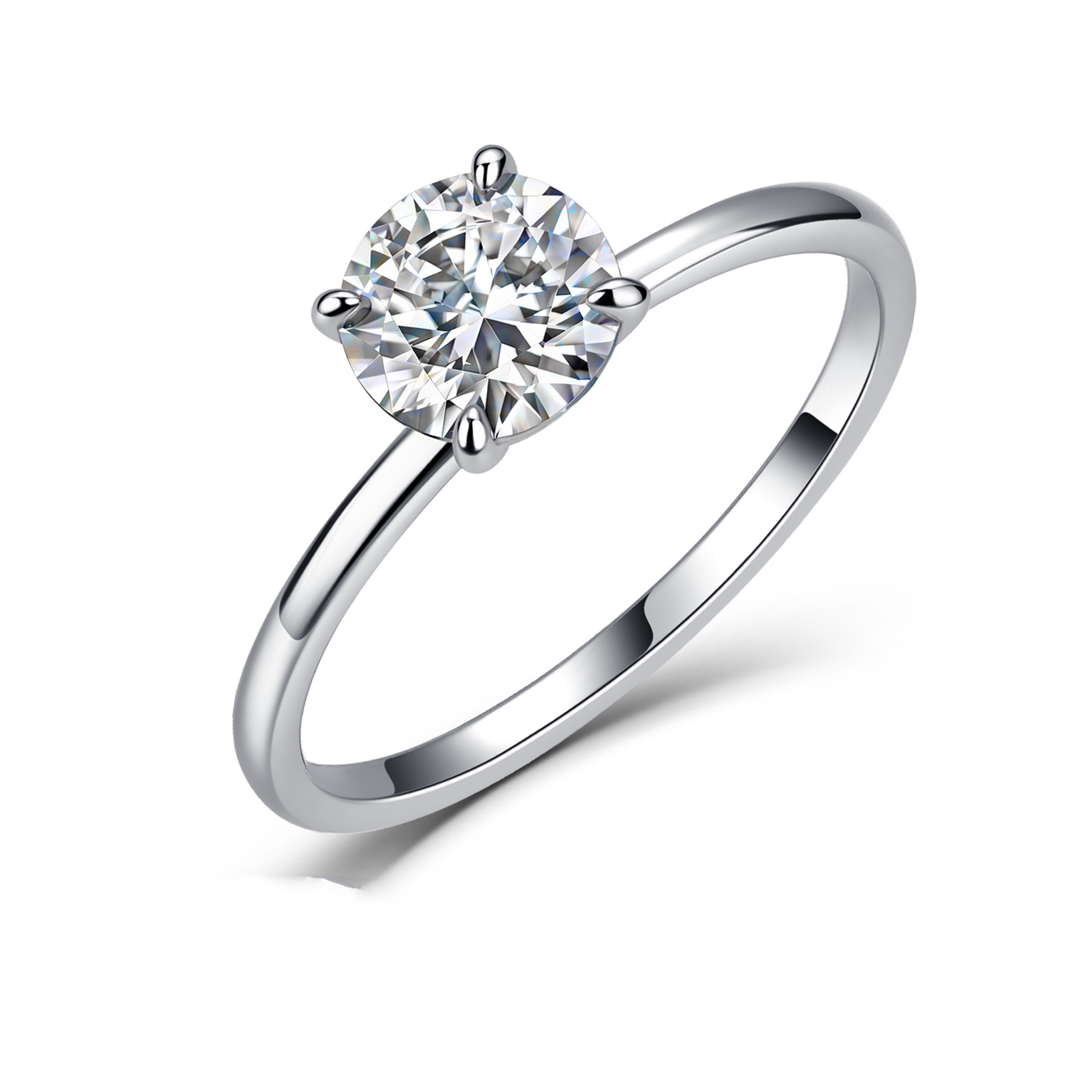 Classic Four-Prong Round Moissanite Ring