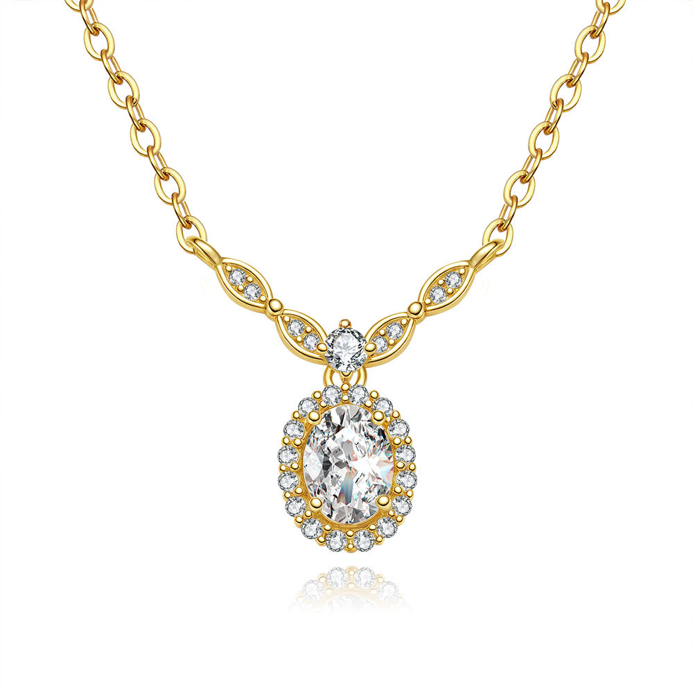 Secret Garden Halo Oval Moissanite Necklace
