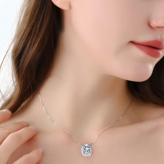 Oval Shape Halo Moissanite Necklace