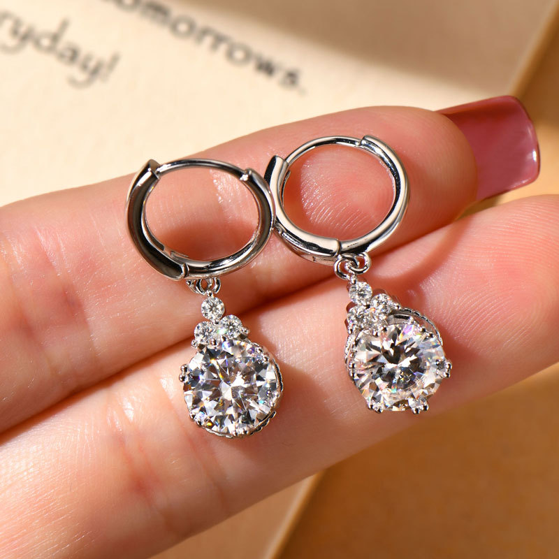Crown Moissanite Hoop Earrings