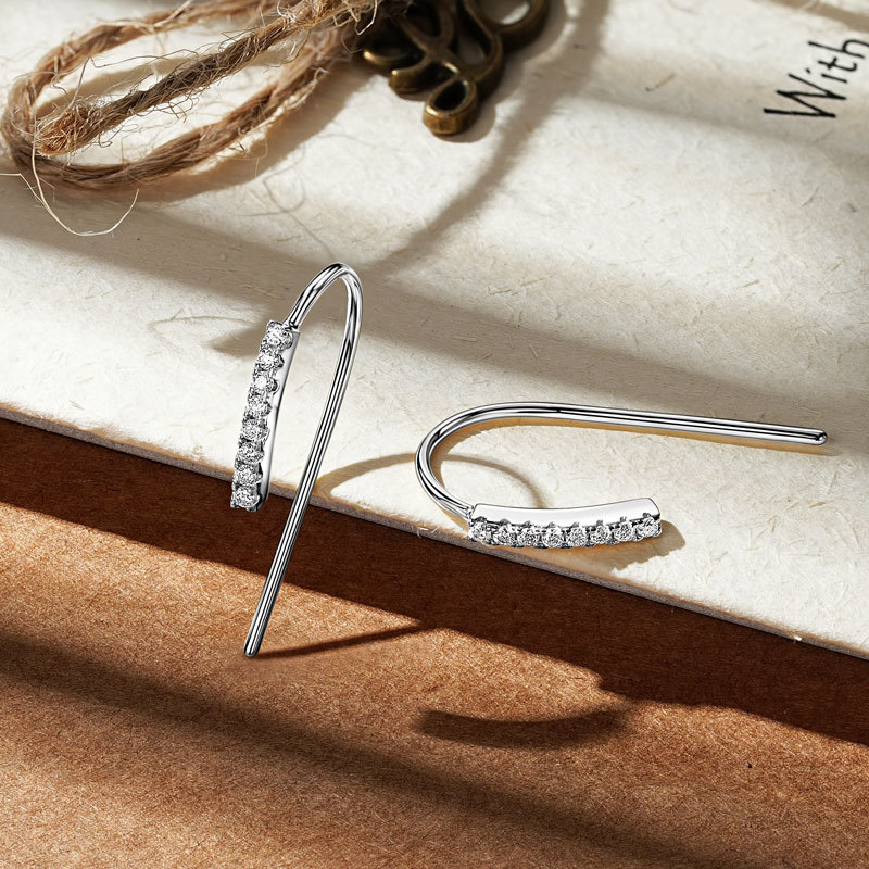 Wilma Vertical Moissanite Hook Earrings-VOOGME