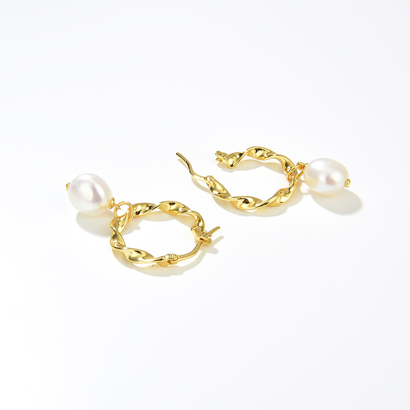 Anica Braided Baroque Pearl Drop Earrings