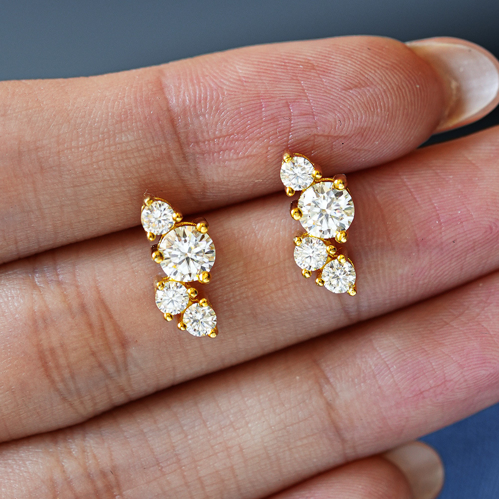 Wisteria Cluster Moissanite Stud Earrings