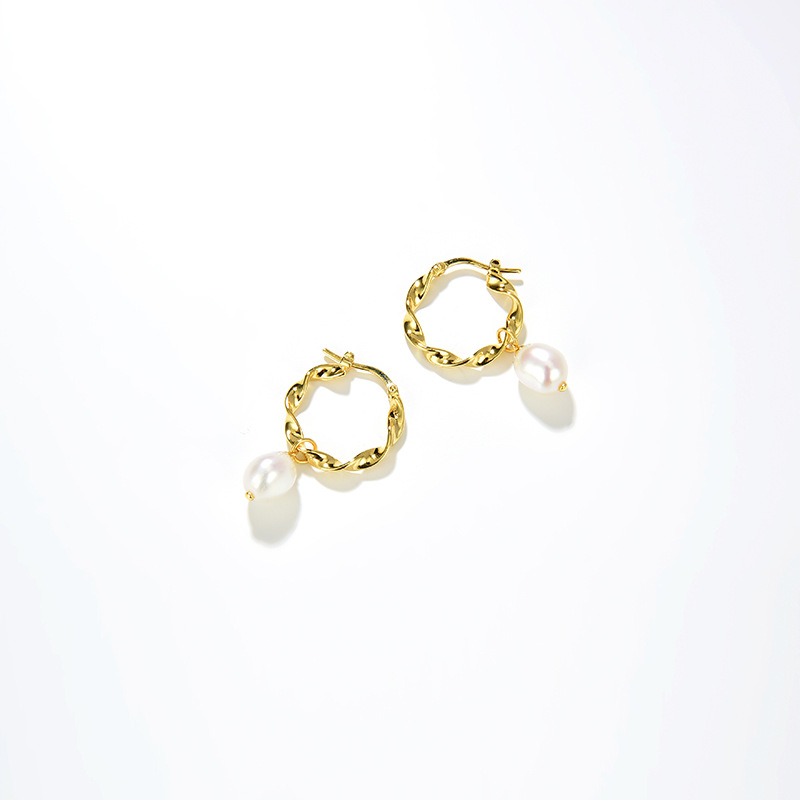 Anica Braided Baroque Pearl Drop Earrings