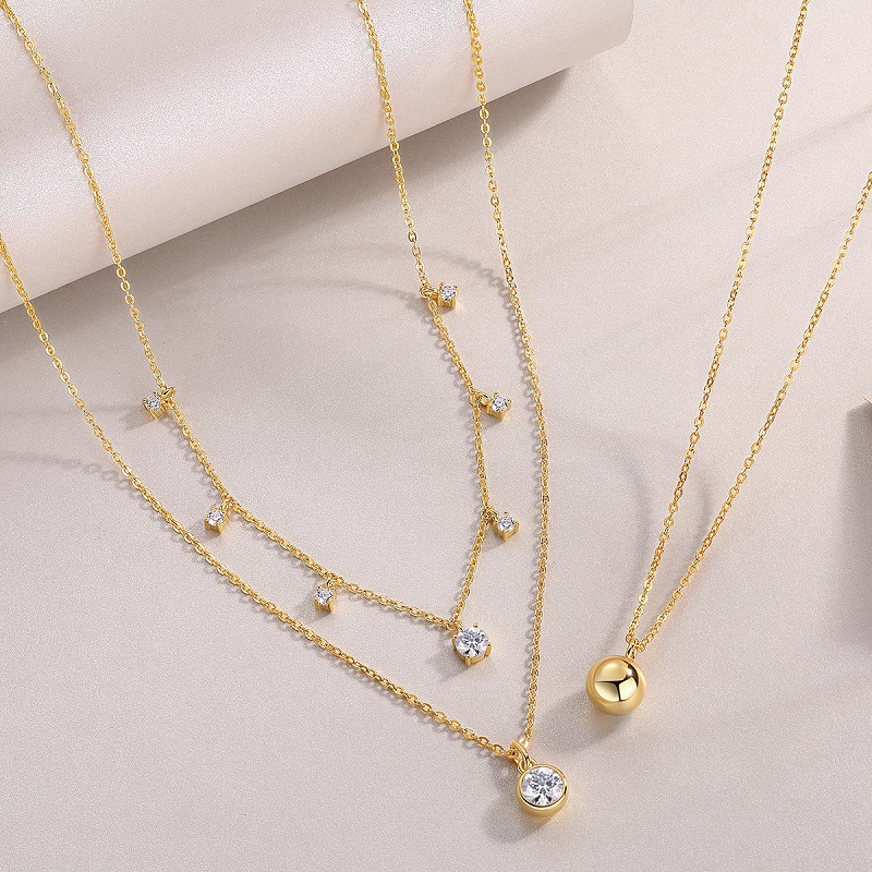 Granule Layered Moissanite Necklace