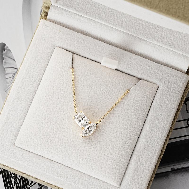 Radiant and Marquise Moissanite Necklace-VOOGME