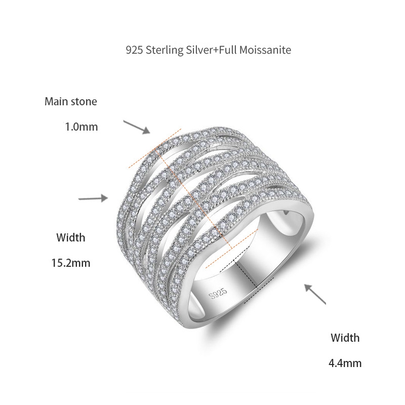 Wave Cutout Bead Edge Moissanite Wedding Band-VOOGME