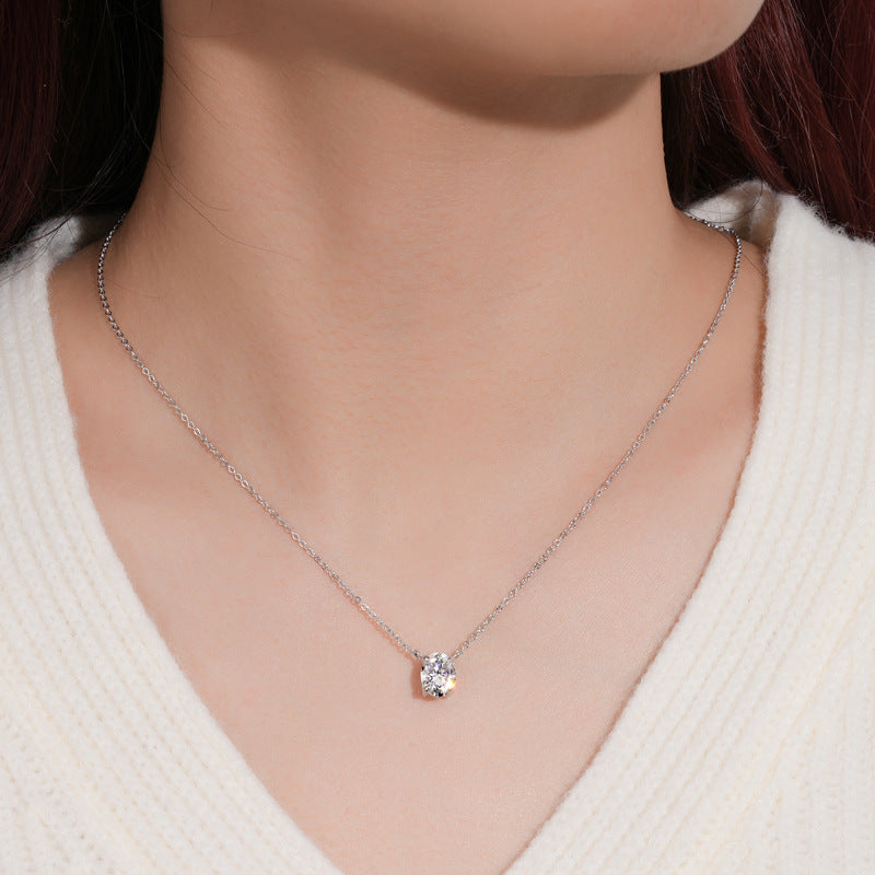 Classic Oval Shaped Moissanite Necklace-VOOGME