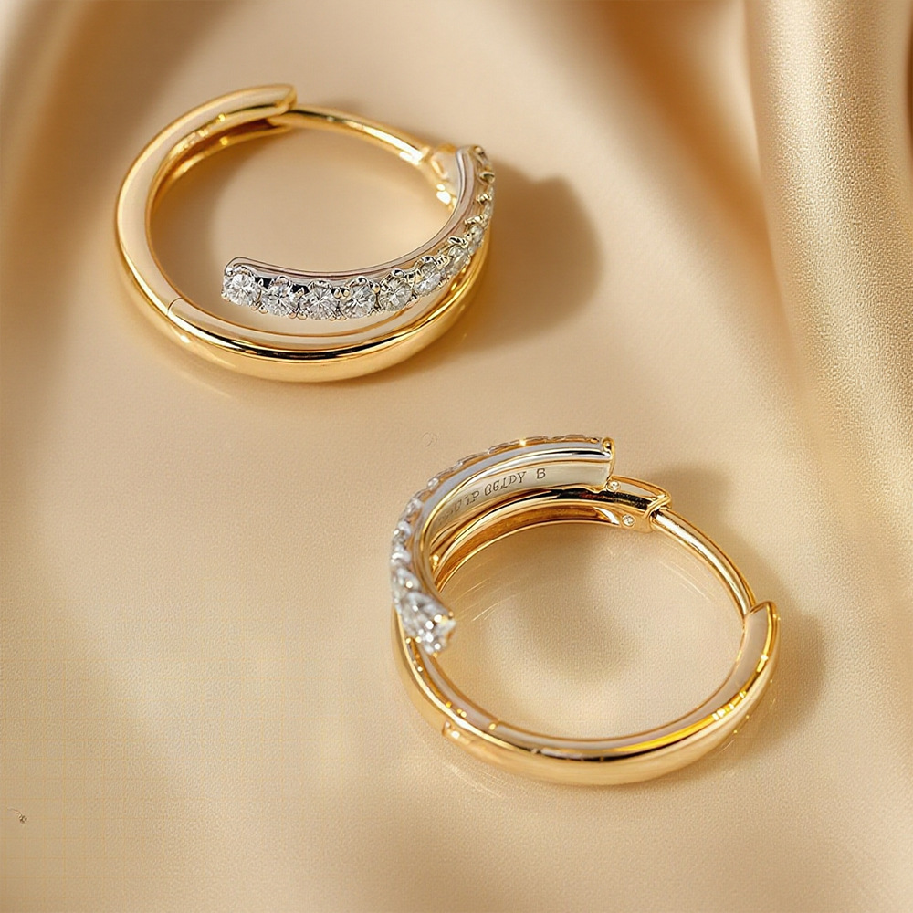 Duo Double Layered Moissanite Hoop Earrings