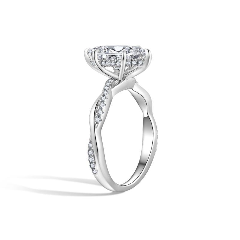 Infinity Twist Hidden Halo Moissanite Engagement Ring-VOOGME