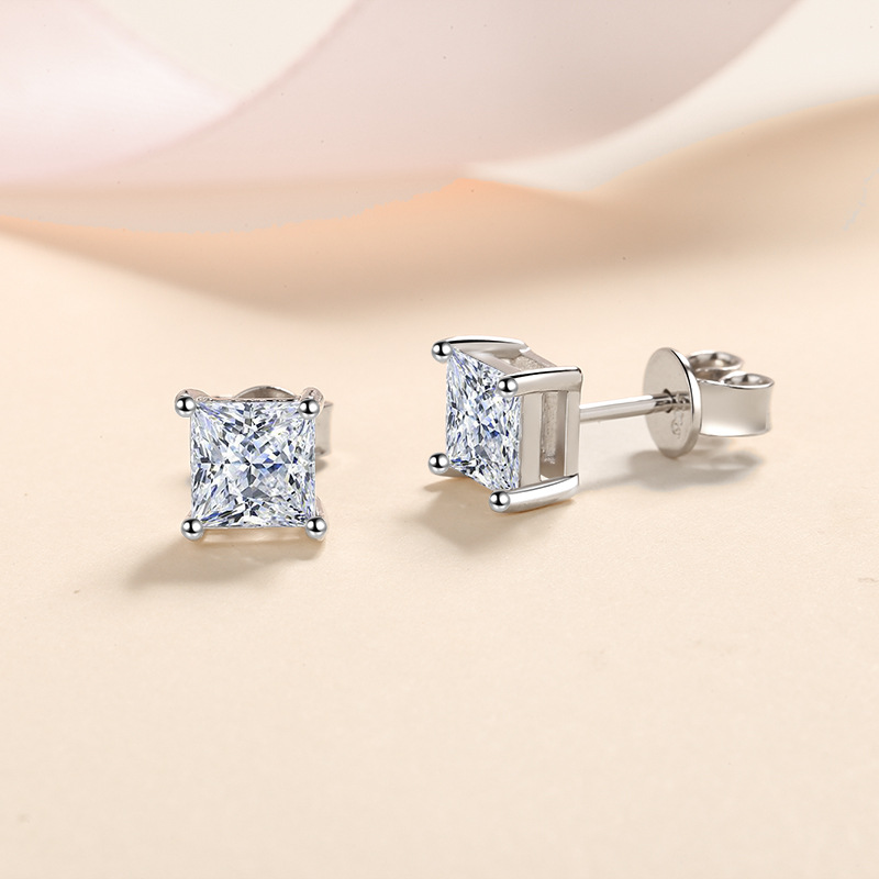 Classic Princess Moissanite Stud Earrings