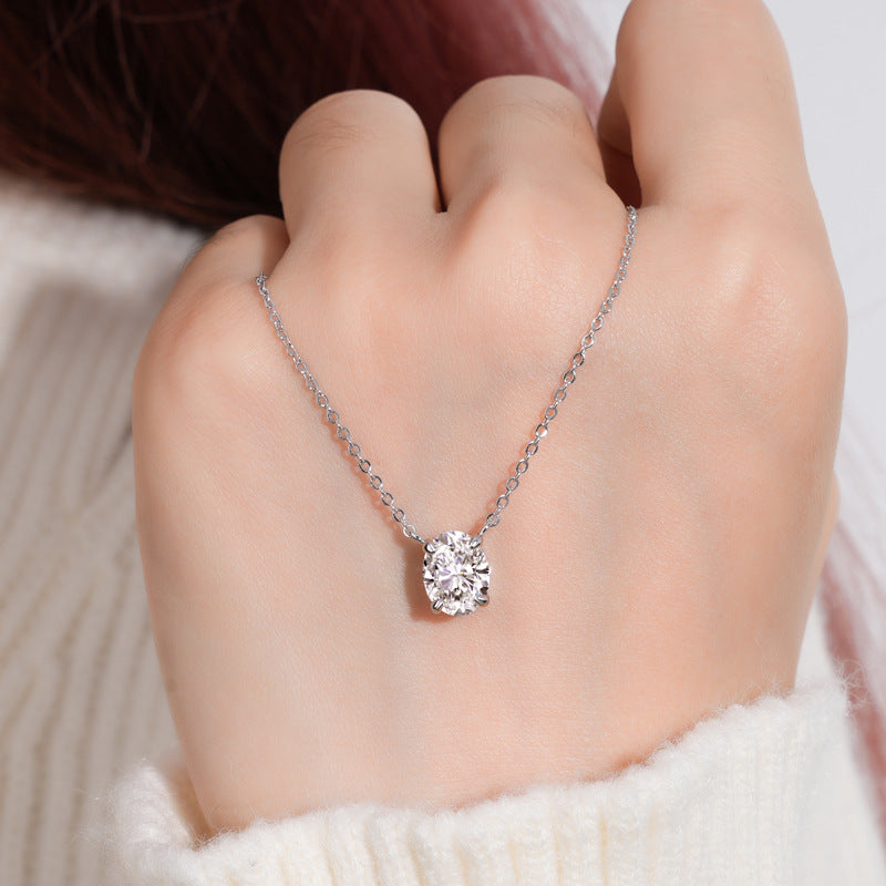Classic Oval Shaped Moissanite Necklace-VOOGME