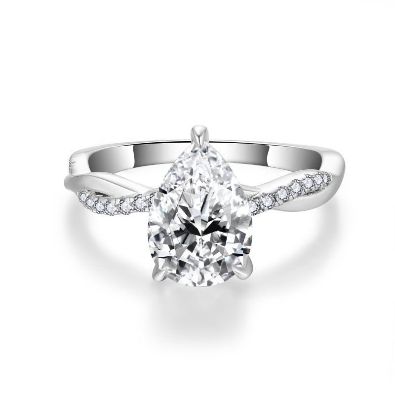 Infinity Twist Hidden Halo Moissanite Engagement Ring-VOOGME