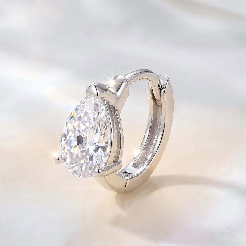 Pear Moissanite Hoop Earrings