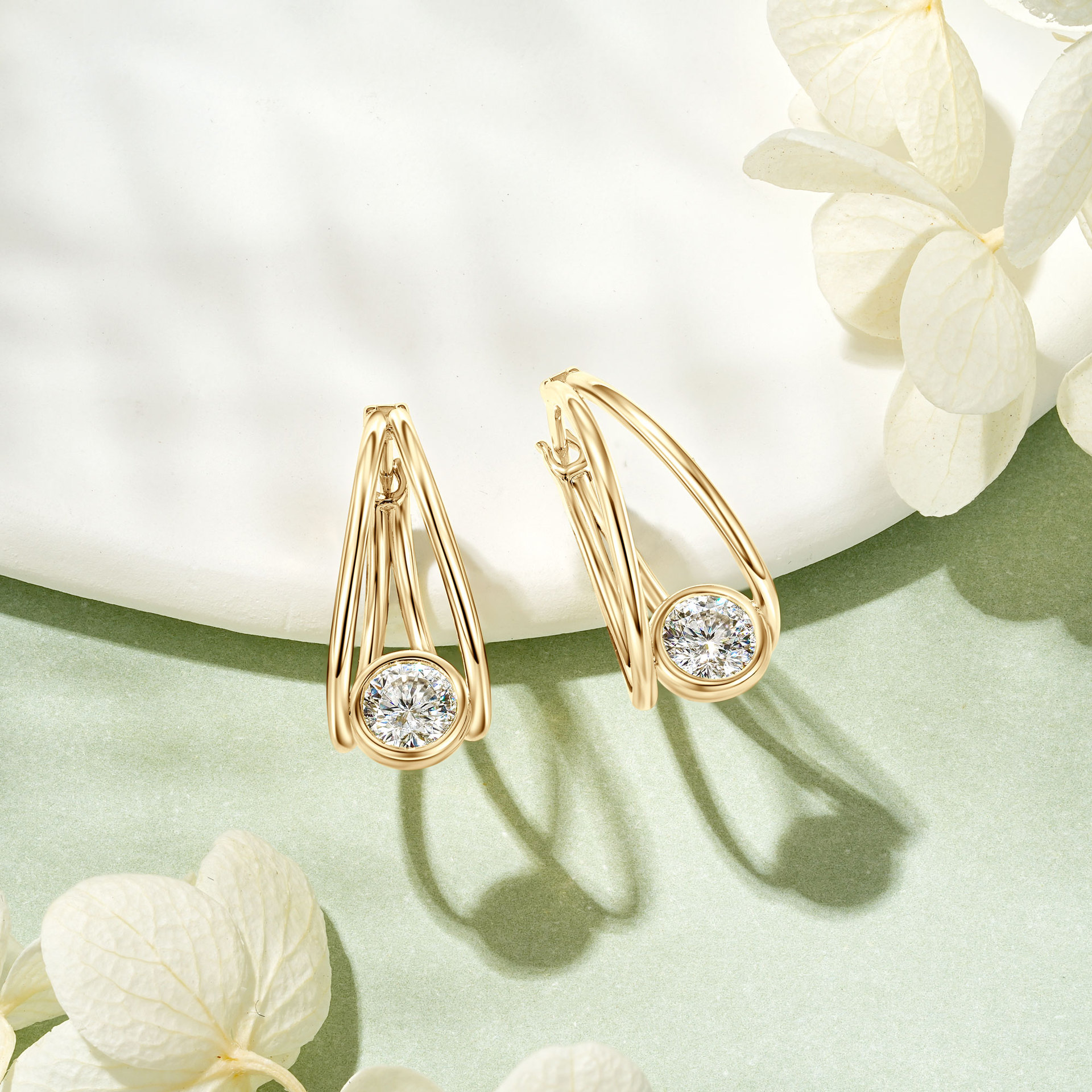 Double Layered Moissanite Hoop Earrings