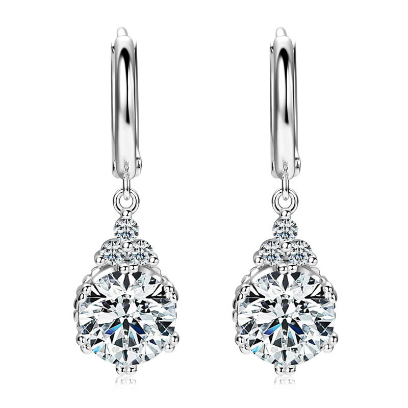 Crown Moissanite Hoop Earrings