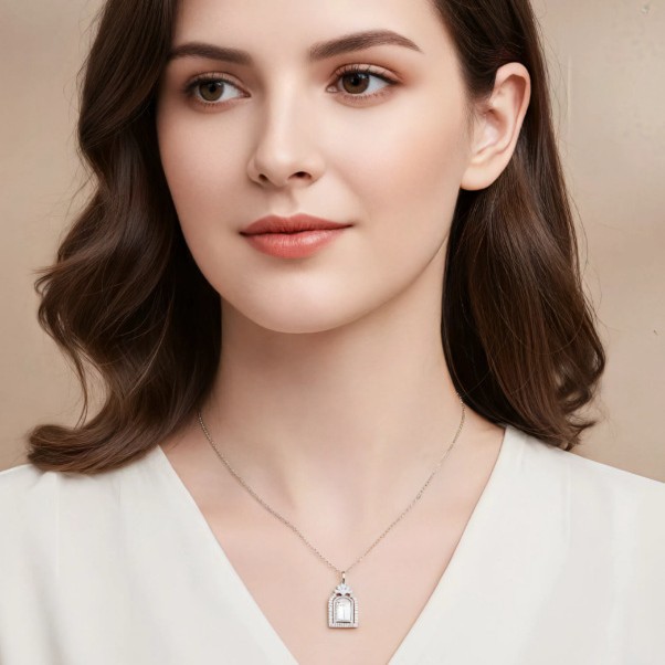 Heart Window Moissanite Necklace