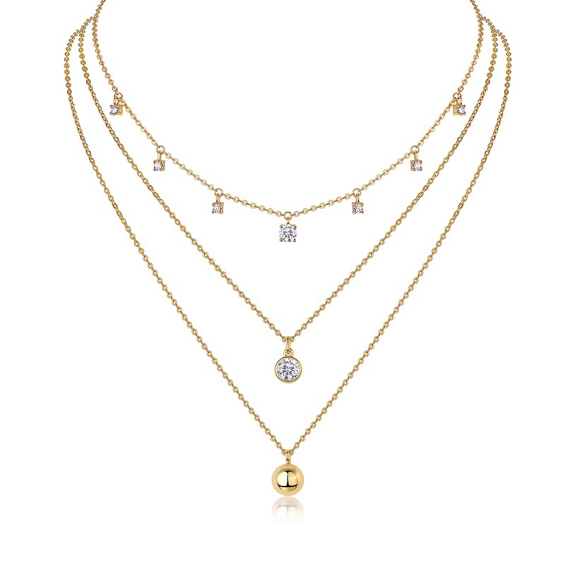 Granule Layered Moissanite Necklace