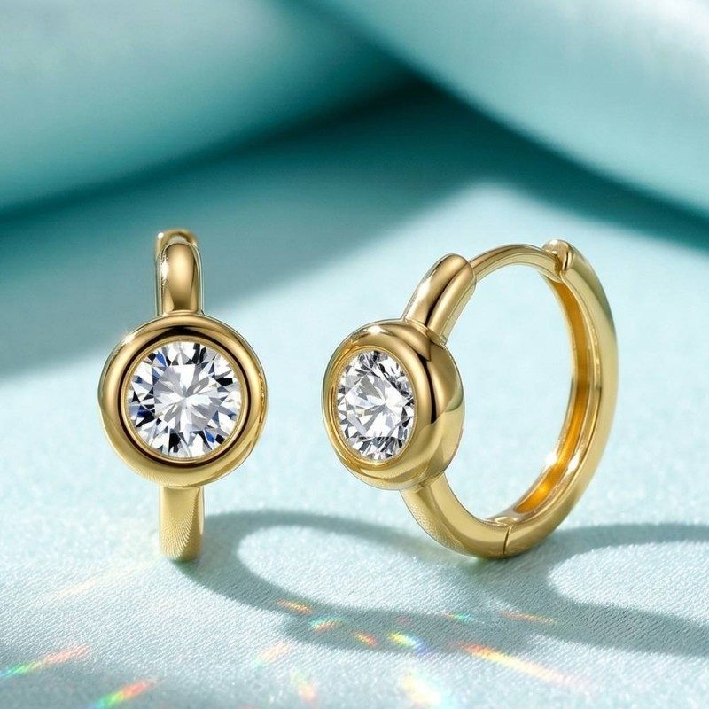 Bezel Bubble Moissanite Hoop Earrings