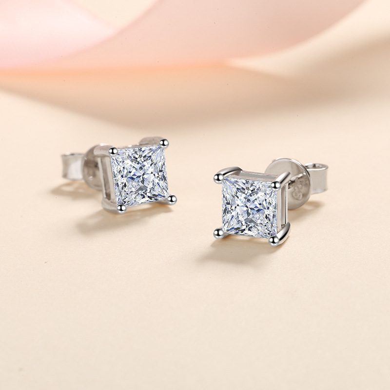 Classic Princess Moissanite Stud Earrings